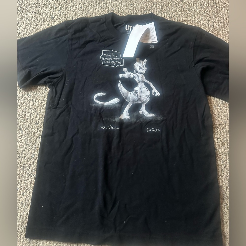 Uniqlo Black Graphic Tee with White Design